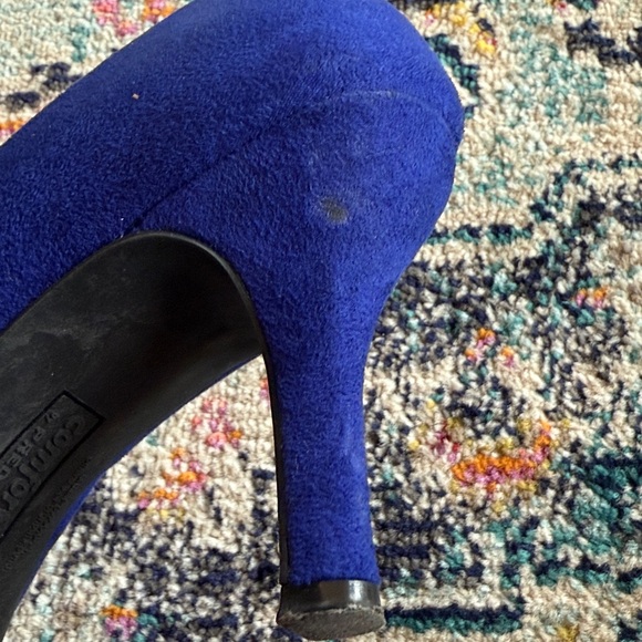Comfort Plus by Predictions Women's Vibrant Blue Suede Heels - Picture 8 of 8